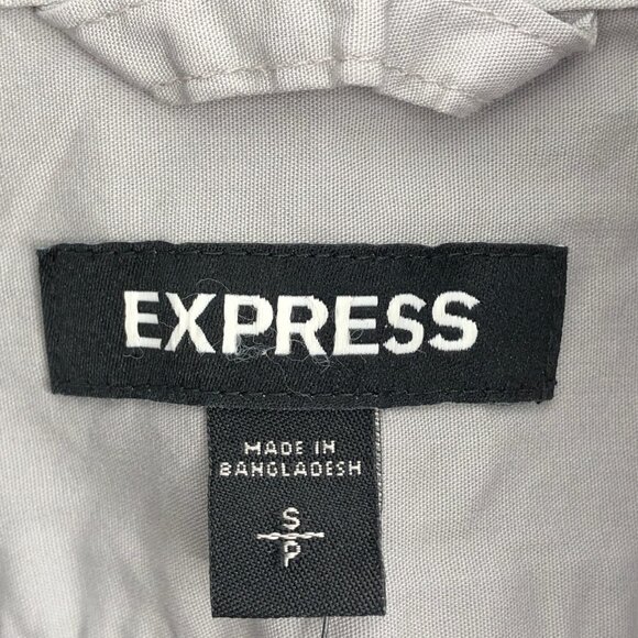 Express Gray Short Sleeve Button-Up Shirt | Casual & Classic - Picture 3 of 6